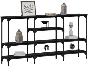 vidaXL Konsola Czarny dąb 160 x 29 x 80 cm Materiał drewnopochodny 3