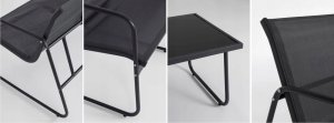 Black Forest Garden Furniture Set, Texteline Two Chairs + Lounger + Folding Table Black 3