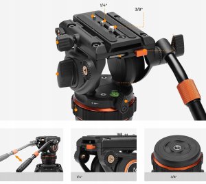 Profesjonalny Statyw Filmowy do Filmowania VIDEO Głowica Olejowa K&F 192cm / KF09.147 11