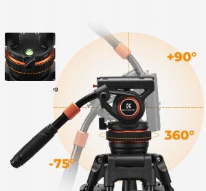 Profesjonalny Statyw Filmowy do Filmowania VIDEO Głowica Olejowa K&F 192cm / KF09.147 4