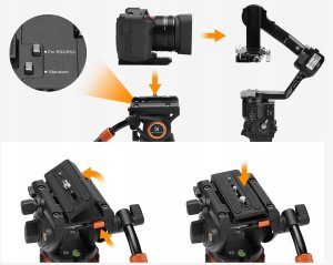 Profesjonalny Statyw Filmowy do Filmowania VIDEO Głowica Olejowa K&F 192cm / KF09.147 10