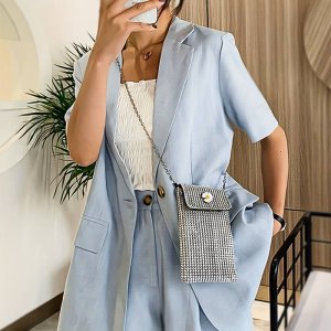 Torba na telefon typu Crossbody świecące dżety zaszetka na ramię SREBRNA 3