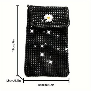 Torba na telefon typu Crossbody świecące dżety zaszetka na ramię CZARNA 2