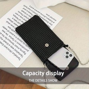 Torba na telefon typu Crossbody świecące dżety zaszetka na ramię CZARNA 4