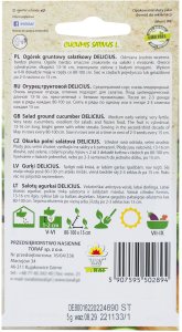W1339 OGÓREK podłużny DELICIUS NASIONA OGÓRKA WARZYW SADZENIA SAŁATKOWA ODMIANA 3