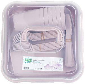 Sferazabawek Zestaw Piknikowy 32 elelementy kubki sztućce pojemnik talerze plastikowe HOB031289 (8694064014305) 5