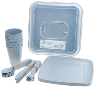 Sferazabawek Zestaw Piknikowy 32 elelementy kubki sztućce pojemnik talerze plastikowe HOB031289 (8694064014305) 7