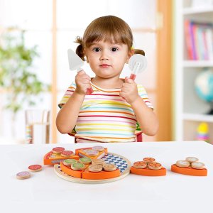 TG50033 DREWNIANA PIZZA DO KROJENIA UKŁADANKA NA RZEP RZEPY AKCESORIA NÓŻ 11