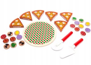 TG50033 DREWNIANA PIZZA DO KROJENIA UKŁADANKA NA RZEP RZEPY AKCESORIA NÓŻ 3