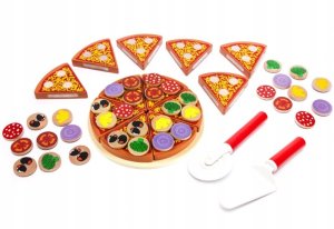 TG50033 DREWNIANA PIZZA DO KROJENIA UKŁADANKA NA RZEP RZEPY AKCESORIA NÓŻ 5