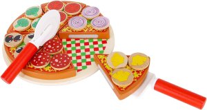 TG50033 DREWNIANA PIZZA DO KROJENIA UKŁADANKA NA RZEP RZEPY AKCESORIA NÓŻ 7