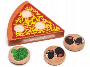 TG50033 DREWNIANA PIZZA DO KROJENIA UKŁADANKA NA RZEP RZEPY AKCESORIA NÓŻ 8