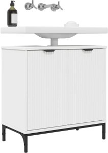 vidaXL Szafka pod umywalkę z przechowywaniem Biały 60.5 x 33.5 x 61 cm 3