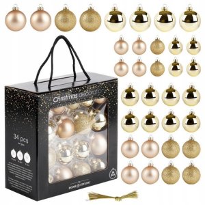Skrzynkazdrewna Glass Christmas tree toy set XMAS BALLS, gold color, 34 pcs. 3