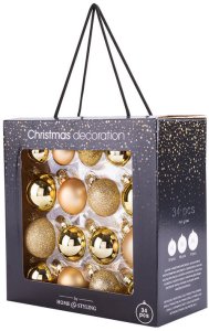 Skrzynkazdrewna Glass Christmas tree toy set XMAS BALLS, gold color, 34 pcs. 4