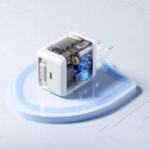 Ładowarka sieciowa Joyroom JR-TCL06 67W GaN z wbudowanym zwijanym kablem USB-C - biała 7