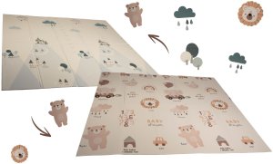 Dwustronna składana kolorowa edukacyjna piankowa mata dziecięca XXL 180x200 cm - misie i słoniki 2