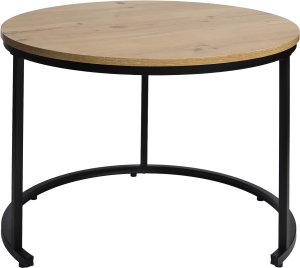 Nowoczesne stoliki kawowe okrągłe zestaw 2w1 loft industrial ława stół stolik dąb antyczny jasny 2