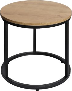 Nowoczesne stoliki kawowe okrągłe zestaw 2w1 loft industrial ława stół stolik dąb antyczny jasny 3