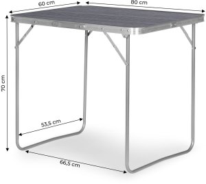 Stolik turystyczny stół składany ogrodowy walizka z uchwytem do przenoszenia 80x60x70 cm grafitowy 11