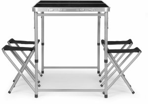Stolik turystyczny stół składany ogrodowy walizka z uchwytem do przenoszenia i regulacją wysokości i zestawem 4 krzesełek 120x60x70 cm ciemno szary 3