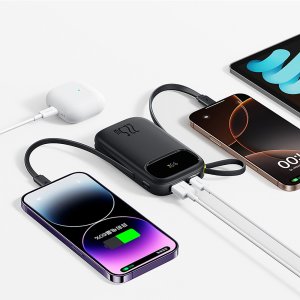 Powerbank Baseus EnerFill FC31 20000mAh 22.5W z wyświetlaczem cyfrowym i 2 wbudowanymi kablami (USB-C + Lightning) - czarny 2