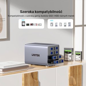Kieszeń Unitek Obudowa RAID do dysku SATA 2.5''/3.5'' 8 trybów 80TB USB-C 11