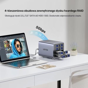 Kieszeń Unitek Obudowa RAID do dysku SATA 2.5''/3.5'' 8 trybów 80TB USB-C 15