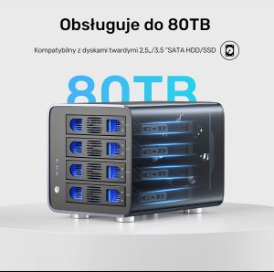Kieszeń Unitek Obudowa RAID do dysku SATA 2.5''/3.5'' 8 trybów 80TB USB-C 17