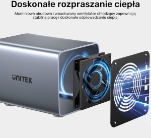 Kieszeń Unitek Obudowa RAID do dysku SATA 2.5''/3.5'' 8 trybów 80TB USB-C 18