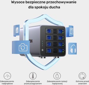 Kieszeń Unitek Obudowa RAID do dysku SATA 2.5''/3.5'' 8 trybów 80TB USB-C 19