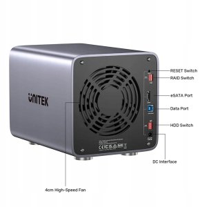 Unitek Obudowa RAID do dysku SATA 2.5''/3.5'' 8 trybów 80TB USB-C 4
