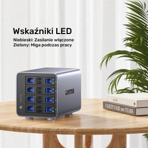 Kieszeń Unitek Obudowa RAID do dysku SATA 2.5''/3.5'' 8 trybów 80TB USB-C 7