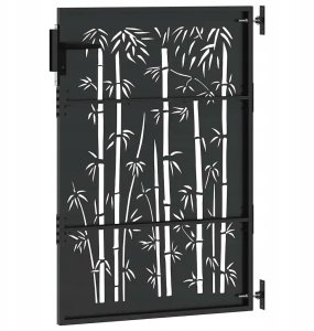 vidaXL Bramka ogrodowa 85x75 cm Stal Corten z wzorem bambusa Brama ogrodowa Lumarko 6