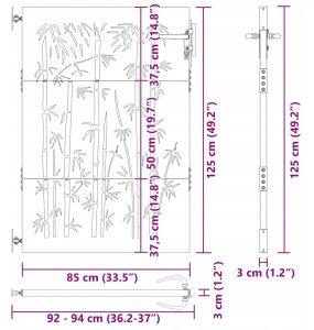 vidaXL Bramka ogrodowa 85x75 cm Stal Corten z wzorem bambusa Brama ogrodowa Lumarko 10