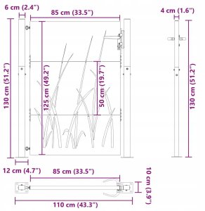 Brama ogrodowa, Bramka Ogrodowa 105x75 cm ze Stali Corten w Stylu Trawnikowym Lumarko! 10
