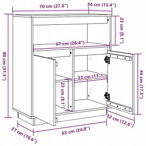 Bufet Woskowy brąz 70 x 34 x 80 cm Lite drewno sosnowe Lumarko! 12
