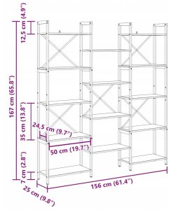 Półka na książki Stare drewno 156 x 25 x 167.5 cm Lumarko! 10