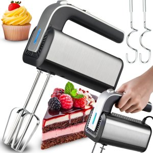 Mikser robot kuchenny ręczny 5 prędkości TURBO 300 W - srebrny Mikser robot kuchenny ręczny 5 prędkości TURBO 300 W - srebrny 2