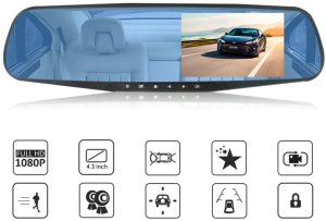 Wideorejestrator kamera samochodowa z detekcją ruchu LUSTERKO Full HD TF 12 V Wideorejestrator kamera samochodowa z detekcją ruchu LUSTERKO Full HD TF 12 V 4