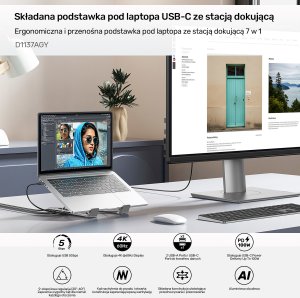 Unitek Podstawka regulowana pod laptop z hubem/HDMI/PD/SD (D1137AGY01) 13