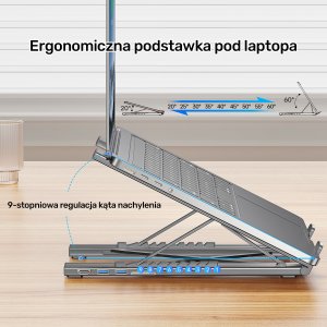 Unitek Podstawka regulowana pod laptop z hubem/HDMI/PD/SD (D1137AGY01) 14