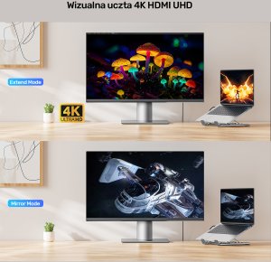 Unitek Podstawka regulowana pod laptop z hubem/HDMI/PD/SD (D1137AGY01) 15