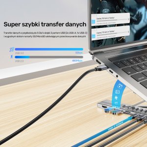 Unitek Podstawka regulowana pod laptop z hubem/HDMI/PD/SD (D1137AGY01) 16
