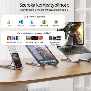 Unitek Podstawka regulowana pod laptop z hubem/HDMI/PD/SD (D1137AGY01) 9
