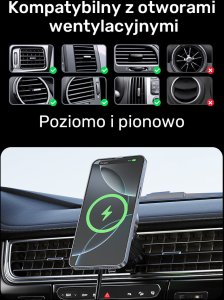 Unitek Uchwyt magnetyczny do samochodu Qi2 15