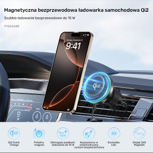 Unitek Uchwyt magnetyczny do samochodu Qi2 8