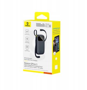 Powerbank Baseus EnerFill FC31 10000mAh 22.5W z wyświetlaczem cyfrowym i 2 wbudowanymi kablami (USB-C + Lightning) - czarny 12