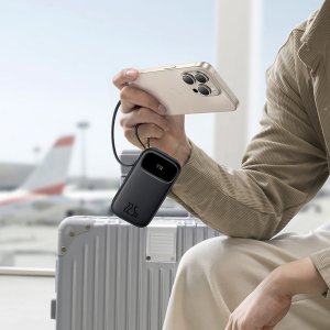 Powerbank Baseus EnerFill FC31 10000mAh 22.5W z wyświetlaczem cyfrowym i 2 wbudowanymi kablami (USB-C + Lightning) - czarny 2