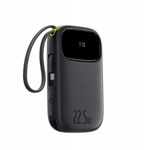 Powerbank Baseus EnerFill FC31 10000mAh 22.5W z wyświetlaczem cyfrowym i 2 wbudowanymi kablami (USB-C + Lightning) - czarny 4